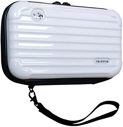 [TRIPPIG] Passport Holder / Passport Wallet / Travel clutch bag / Cosmetic Organizer / Mini Luggage Shape / Digital Pouch / Credit Card cash organizer with hand strap (White)