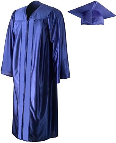 Graduation Cap &amp; Gown (Shiny Fabric), Royal Blue