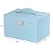 BEWISHOME 20 Section Girls Jewelry Box Jewelry Organizer with Lock Portable Jewelry Storage Case for Women Girls Kids Blue SSH78L