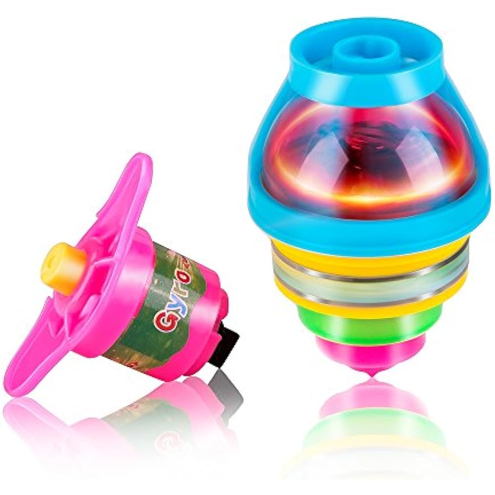 15Pack Novelty Spinning Tops LED Light Up Flashing UFO With Gyroscope