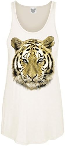COLORBEAR WOMEN'S GOLD FOIL TIGER HEAD GRAPHIC SCOOP NECK TANK TOP