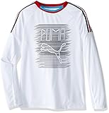 PUMA Big Boys' Fast Lane Long Sleeve, Puma White, Medium (10/12)