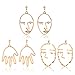 Face Earring Set-Mookoo 3 Pair Gold Tone Hypoallergenic Earrings for Girls Teens Women Earrings Including Hollow Face Hand Shape Gold Statement Earrings