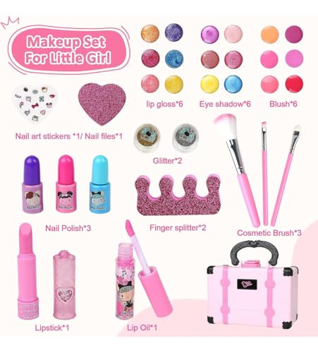 Conjunto De Maquiagem Infantil Lavável 32 Peças Com Estojo