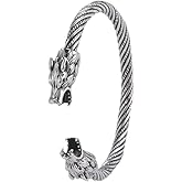 kkjoy Viking Bracelet for Men Stainless Steel Animal Head Screw Teen Cuff Bangle Norse Biker Nordic Pirates Amulet Jewellery