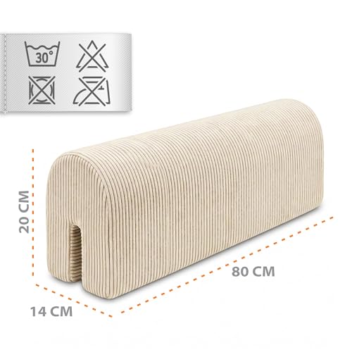 Anti-suffocation Cot Bumper 80 cm – Foam Protection for Changing Cot and Crib for Bed or Crib Edges for Children from 1 to 3 Years Oeko-Tex Corduroy Beige B