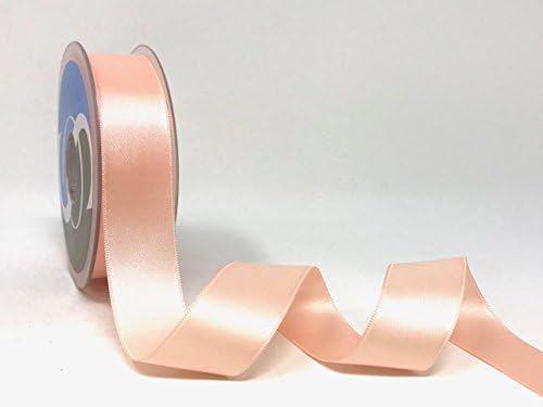 Safisa Pale Peach Pink 25mm Double-Faced Satin, on a 2m Length (Cut from a roll and Presented on a Bertie's Bows Ribbon Card)