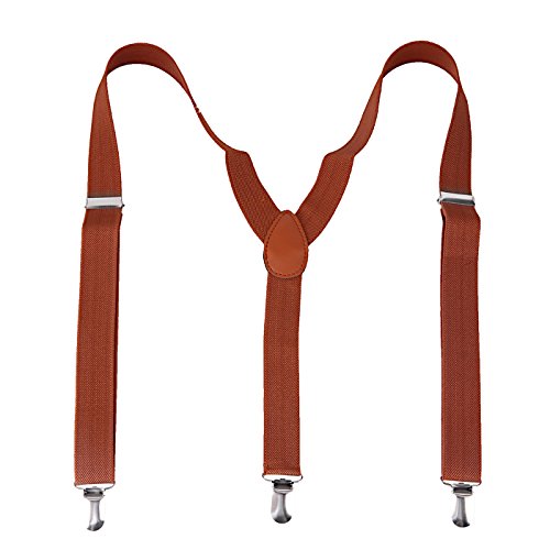 HDE Y-Back Suspenders Solid Color Metal Clips Adjustable Elastic Shoulder Straps 1