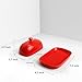 Sweese 306.104 Porcelain Cute Butter Dish with Lid, Perfect for East / West Butter, Red