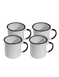 Blanco y Negro Taza esmaltada Juego de cuatro   ta