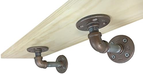Urban Industrial Decor Pipe Shelve Brackets - Set of 2 (Rounded, Silver Bronze)
