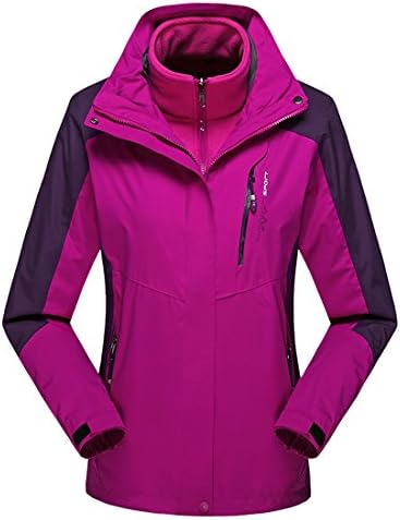 Heroader Women's 3-in-1 Interchange Jacket Attachable Fleece Windproof Waterproof Breathable Ski Jacket Rain Coat (M, Mei Red)