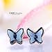 T400 Blue Purple Pink Crystal Butterfly Leverback Drop Earrings Birthday Gift for Women