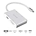 Type C to HDMI Adapter, HuDieM USB-C (Type C) to HDMI DVI VGA Multiport Adapter with USB 3.0 HUB for MacBook/MacBook Pro/ Chromebook Pixel/ Samsung Galaxy S8/ S8 Plus to HDTV/Monitors/Projector,Silver