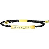 Involsionary God Is In Control Letter Inspirational Christian Faith Bracelets Handmade Braided Adjustable Stainless Steel Tube Bracelet for Women Men Friends Religious Jewelry Birthday Gift