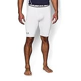 Under Armour Men's HeatGear Armour Compression Shorts - Long, White/Graphite, Large