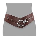 JasGood Women's Fashion Vintage Wide Elastic Stretch Waist Belt With Interlock Buckle (Suit Waist 34-38Inch, Coffee)
