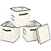 MaidMAX Stackable Storage Cubes Bins with Label Holder and Dual Handles, Set of 3 with One Lid