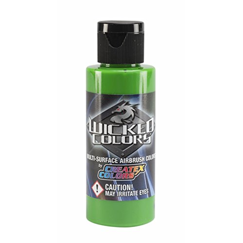Createx Wicked Colors W016 Apple Green 2oz. water-based universal airbrush paint. by SprayGunner