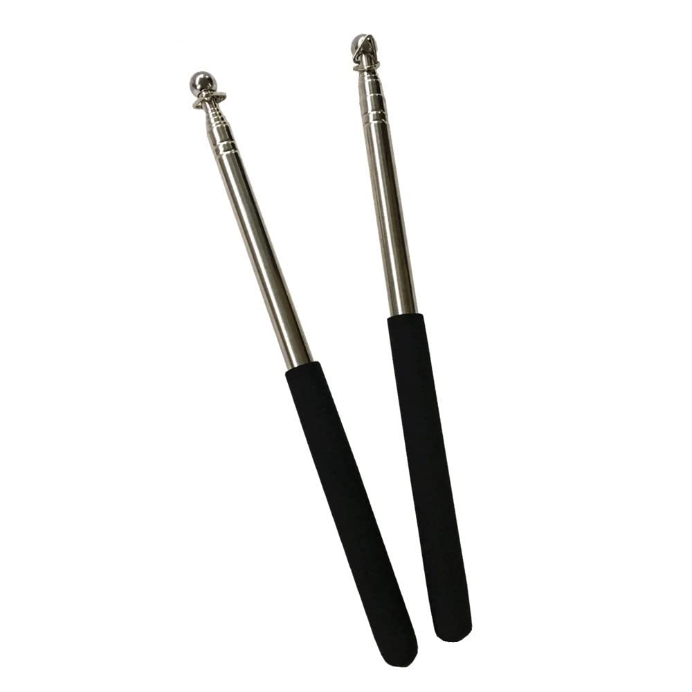 Leemiman Belly Dance Wings Sticks Stainless Steel Telescopic Rod for Dancing (Black)