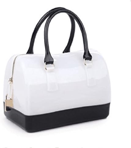 Small Ants The New Medium Jelly Bags Of Candy Color Transparent Crystal Handbag Handbag Women's Package (White And Black)