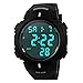SKMEI Men's Simple Design Digital LCD Screen Black Rubber Band Sport Wrist Watch