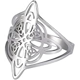Dreamtimes Witch Knot Ring for Women Stainless Steel Bar Rings Celtic Quaternary Witchcraft Witch Knot Ring Witchcraft Amulet Gift Jewellery