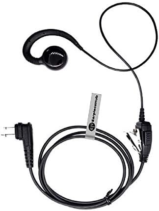 Compatible with 2 Pin Hytera 3.5mm 2 Way Radio C-Shape Inline Swivel Style Earpiece Police Security Headset PTT Microphone