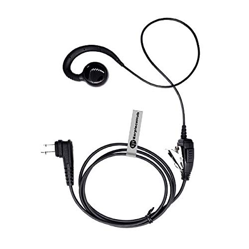 Compatible with 2 Pin Hytera 3.5mm 2 Way Radio C-Shape Inline Swivel Style Earpiece Police Security Headset PTT Microphone