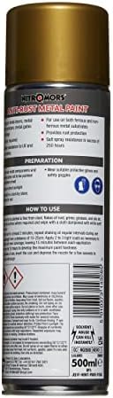 Nitromors Anti-Rust Smooth Finish Metal Spray Paint Gold 500 ml No Primer view 3