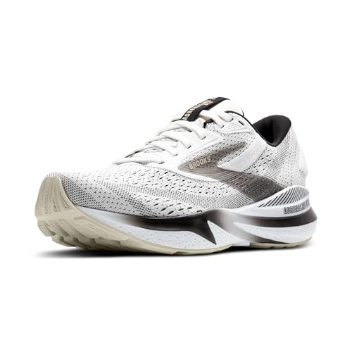 Brooks Women’s Adrenaline GTS 24 Supportive Running Shoe – White/Black/Pelican – 6.5 Medium