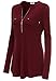 YaYa Bay Maternity Tunics, Neckline Design Ladies Long Sleeve Tunic Office Blouses with Pocket Zip Casual Blouses XXL Burgundy Blouse for Work