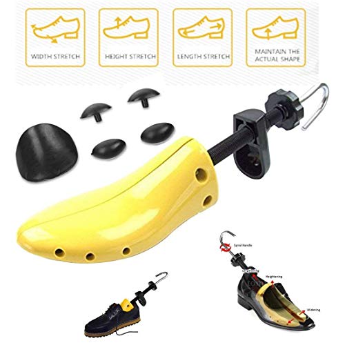 Pair of Professional 2-Way Shoe Stretcher, HuKimGee Adjustable Length and Width Shoe Shaper Upgrade Tough Plastic Shoe Trees Metal Unisex Durable Shoes Stretcher (Wm's (10.5-13.5); Mâ€™s (6-8.5))