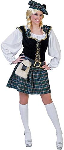 Funny FashionMorris Costumes Halloween Party Adult Scottish Lass Costume - Large