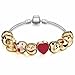 Expression Jewelry Emoticon Charms Bracelet - 18K Gold Plated with 10 Pieces of Interchangeable Enamel Beads