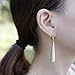 3 Pairs Pearl Clip on Earrings for Women Dangle- Long Teardrop Seashell Pearl Clipon Earrings-Non Piercing Earrings Set for Women