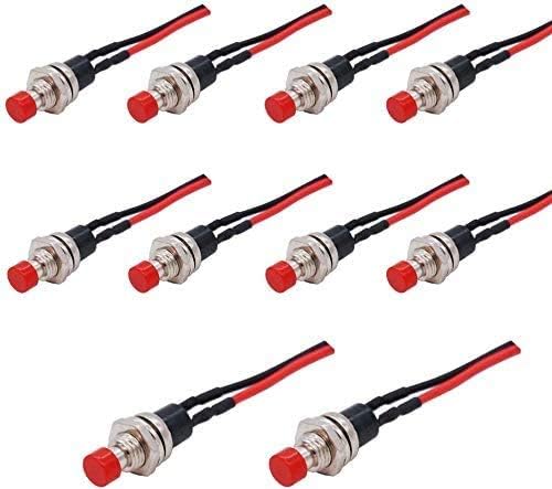 RUNCCI-YUN 10Pcs 1A 250V AC 2 Pins SPST Red Normal Open Mini Momentary Push Button Switch with Pre-soldered Wires - Image 3