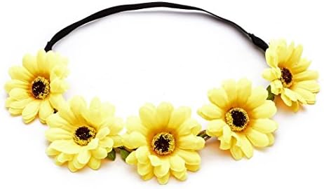 Daisyu Sunflower Crown Hair Wreath Daisy Flower Headband Headpieces for Festival Party