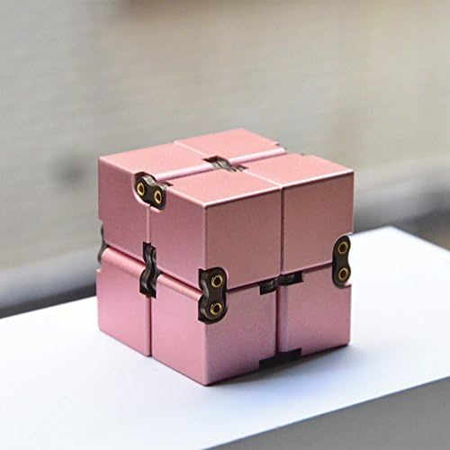 VKOPA Aluminum Alloy Infinity Cube EDC Decompression Magic Square Infinite Flip Rubik's Cube Perfect For ADD ADHD Office/Study Relax toys Gift for Anxiety Relief and Autism Adult and Kids (pink)