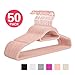 MIZGI Premium Velvet Hangers - Pack of 50 - Blush Pink - Copper/Rose Gold Hooks - Non-Slip Suit Hangers, Clothes Hangers Bonus Accessory Bar for Suits, Pants, Dresses