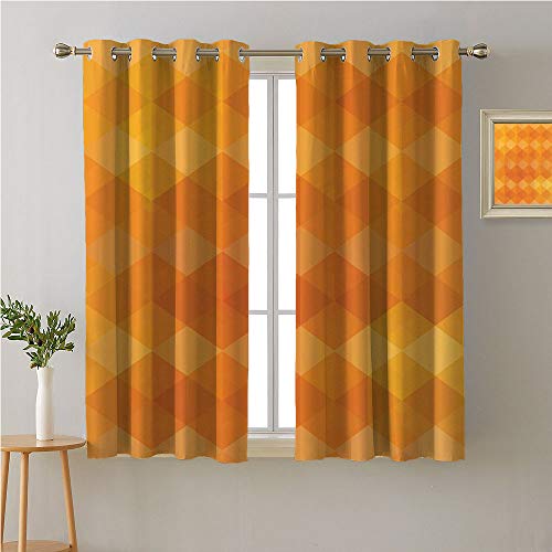Jinguizi Orange Grommet Curtain For Bathroom Abstract Geometrical