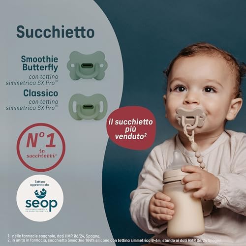 , Chupeta de silicone, bebés 0/6 meses e recém-nascidos, Physiological Teat Sx Pro, macio e flexível, ideal para dormir, respeita o desenvolvimento oral, Colour Essence, Irish Cream
