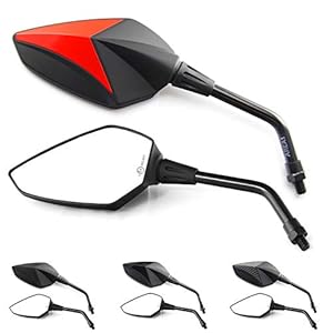 Area1 Eerste klas 2xM10 Sport Achteruitkijkspiegel voor motor, motorfiets, rood, set (rechts en links), E-getest, 2 x…