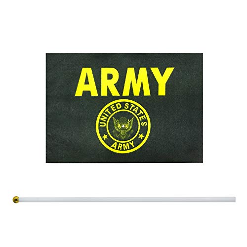 TSMD US Army Gold Crest Stick Flag 50 Pack Small Mini Handheld United States Military Flags On Stick,Decorations Supplies for Army Party Events Celebration - Thumbnail 2