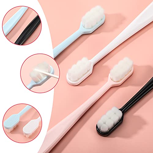 4 Pieces MicroNano Manual Toothbrush for Sensitive Teeth, Extra Soft Toothbrushes with 10000