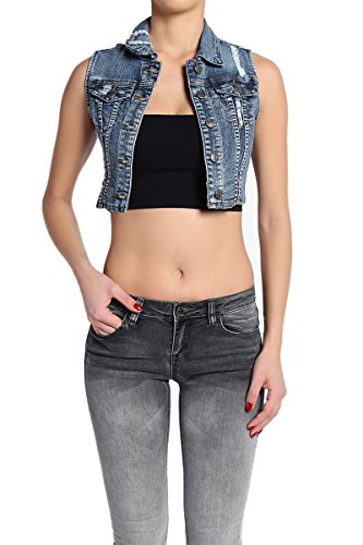 sleeveless cropped denim jacket