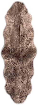 LAMBZYShapes Genuine Sheepskin Two Pelts Area Rug, Light Brown