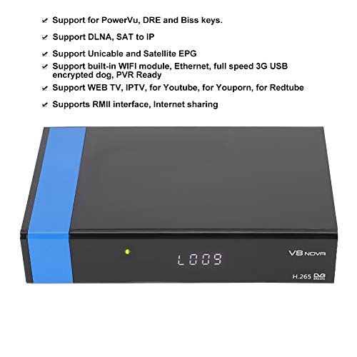 Eboxer Digital Satellite TV Receiver DVB-S2 Tuner with Remote Control Built-in WiFi Module Support DLNA, SAT to IP Support Web TV, IPTV, YouTube, Youporn, Redtube (us Plug)