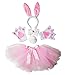Petitebella Easter Costume Pink Rabbit Headband Paw Bow Tail Gauze Skirt Set