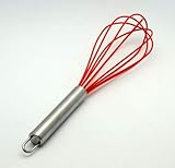 CookEasy Premium Non-stick Silicone Whisk - Heat-Resistant Silicone Kitchen Tools Utensils - Cherry Red